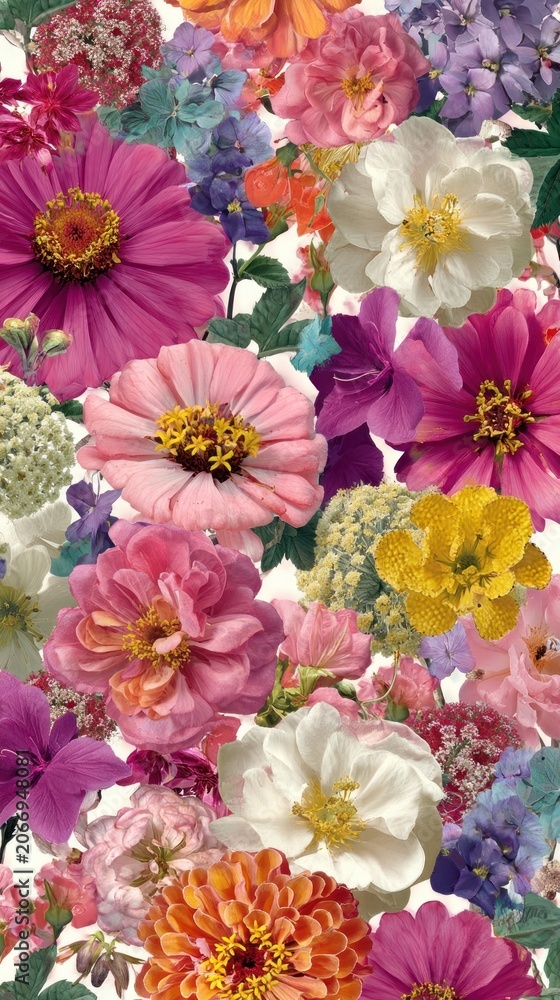 Fototapeta premium Vibrant floral collage art