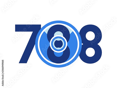 Blue number 78 with circular lens effect design.