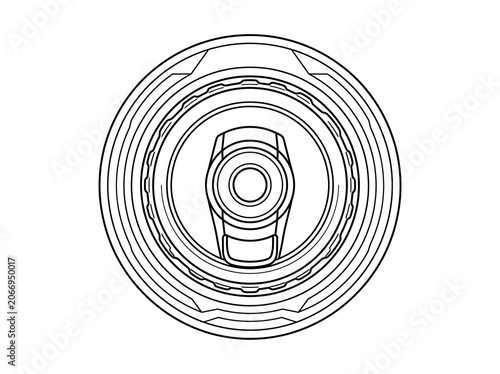 Abstract black and white spiral vortex design.