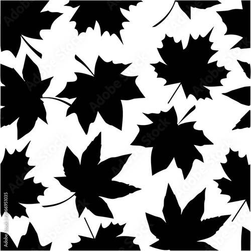 Autumn Maple Leaf Background with Overlapping Foliage Silhouettes
