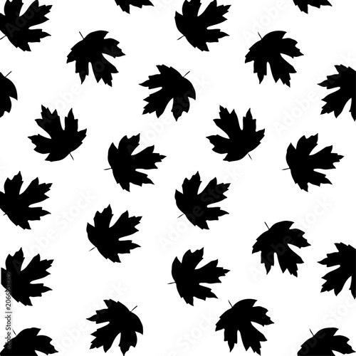Seamless Maple Leaf Pattern Background with Falling Autumn Leaves