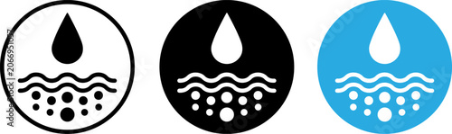 Cuadro en lienzo Skin hydration icon set, vector illustration of moisturizing serum