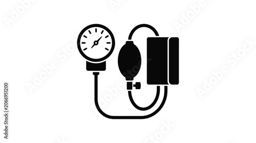 Foto Blood pressure monitor icon flat silhouette sphygmomanometer