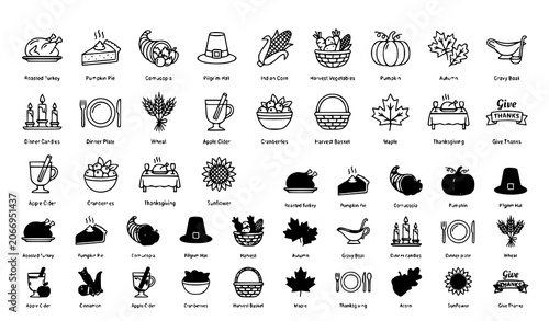 Photos Thanksgiving Icon Set Harvest and Holiday Vector Collection