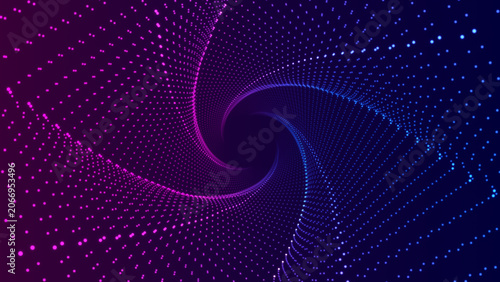 abstract blue and pink wave grid lines spiral , futuristic ai technology and science social media background
