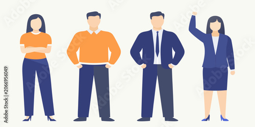Group Of People Illustration Flat Vector Style With Neutral Background