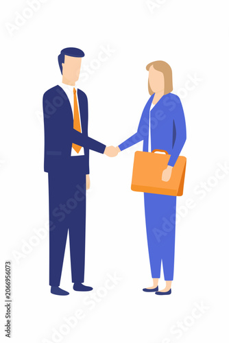 Business Partnership Illustration With Two People Shaking Hands Flat Vector Style