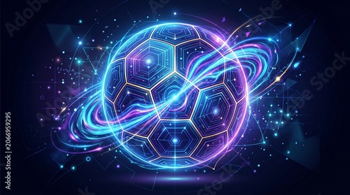 High-Tech Futuristic Football Sphere with Quantum Energy and Cyberpunk Effects