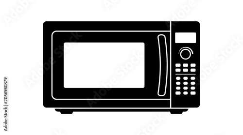 Photos Microwave oven silhouette on a white background simple kitchen appliance design