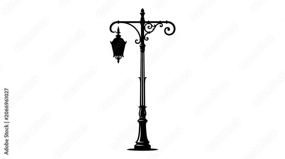Obraz premium Victorian street lamp silhouette against a white background