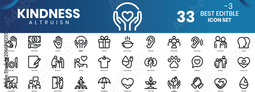 Fotografie Hand holding heart outline icon set for charity design