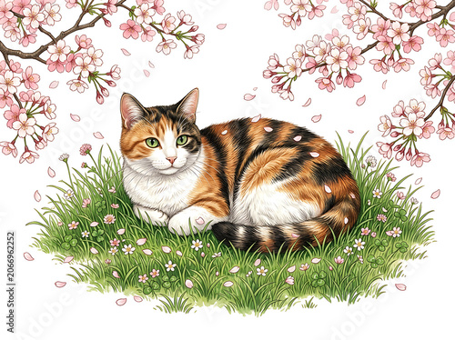 Ginger tabby cat resting on green grass.