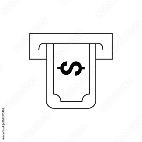 ATM cash withdrawal single icon with editable stroke, ideal for mobile banking apps, financial interfaces, and payment processing platforms.