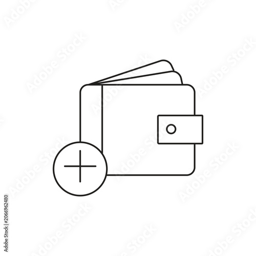 Add money wallet single icon with editable stroke, great for account top-up interfaces, digital payment gateways, and personal budget planning apps.