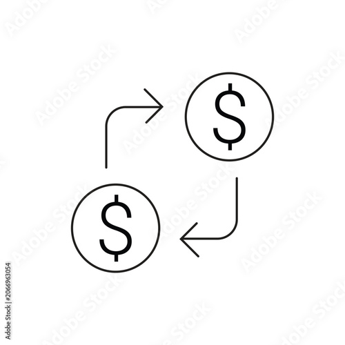 Currency exchange sync single icon with editable stroke, perfectly designed for money transfer services, refund processing interfaces, and financial transaction history.