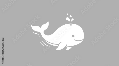 A white whale swims in the ocean with water splashing on its head.