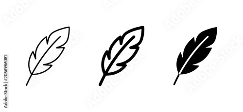 Obraz na plátně Feather Icons Set: Simple Outline and Solid Fill Styles for Design