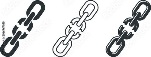 Fotografie Broken Chain Link Icon Set