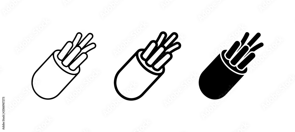 Fototapeta premium Fiber Optic Cable Icons, Network Wires Set, Data Transmission Technology