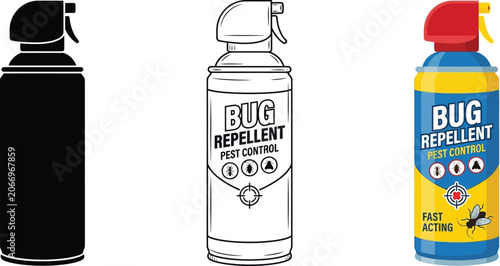 Canvastavla Pest Control Bug Repellent Spray Bottle Icons Set