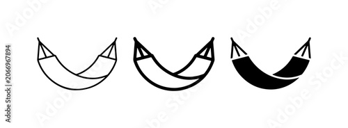 Schilderij op canvas Hammock Icons: Outline, Filled, Silhouette, Relaxation, Outdoor Leisure, Vector