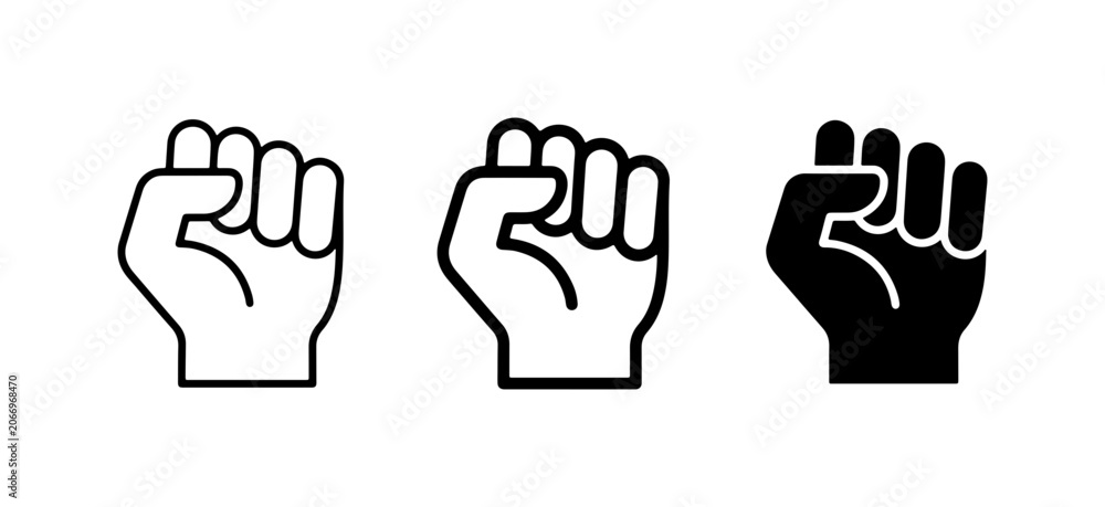 Fototapeta premium Fist Icons, Protest Symbol, Solidarity Gesture, Power Icon, Vector Set
