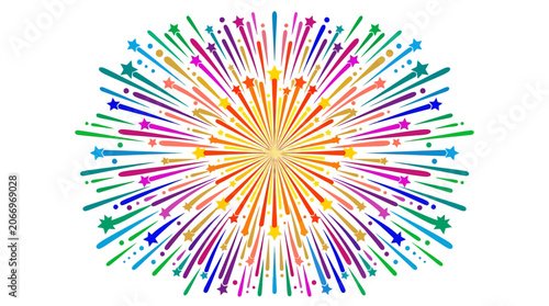 Foto Colorful fireworks explosion, vibrant vector burst, festive celebration design,