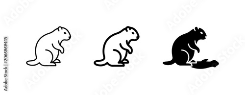 Foto Groundhog Icons, Vector Animal Silhouettes, Wildlife Graphics, Rodent Illustrati