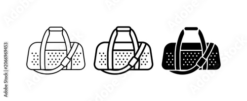 Foto Duffel Bag Icons, Gym Bag Vector Set, Sports Travel Luggage Graphics