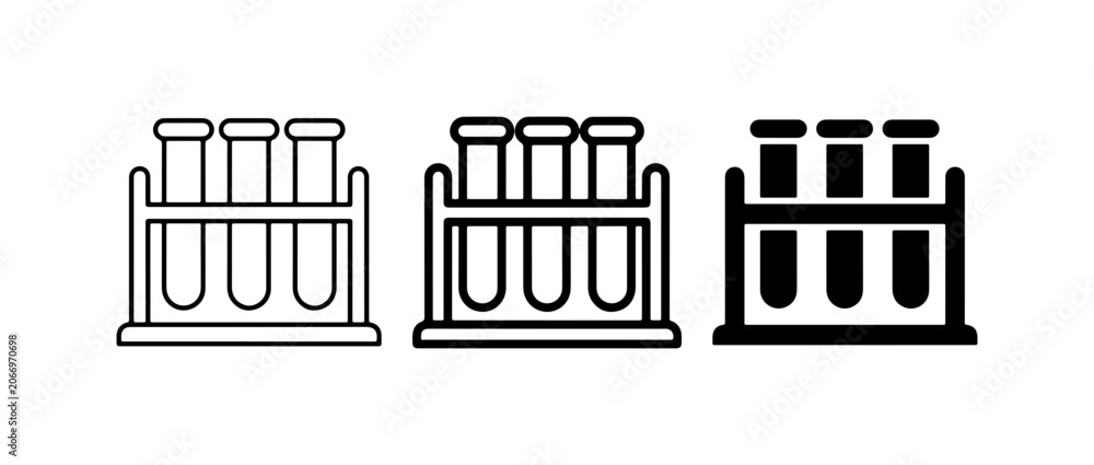 Obraz premium Test Tube Icons, Laboratory Glassware Set, Scientific Research Equipment Vector Graphics