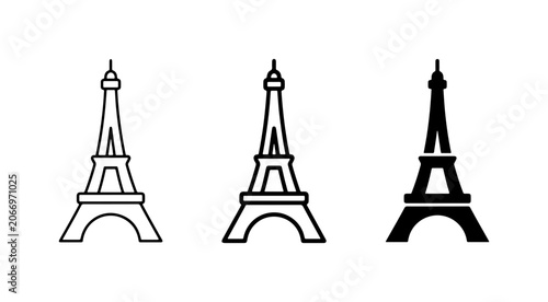 Eiffel Tower Icons, Paris Landmark Vector Graphics, French Architecture Symbols, Travel Clipart