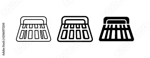 Fotografie Cleaning Brush Icons, Set of 3, Vector Graphics for Household Chores and Hygiene