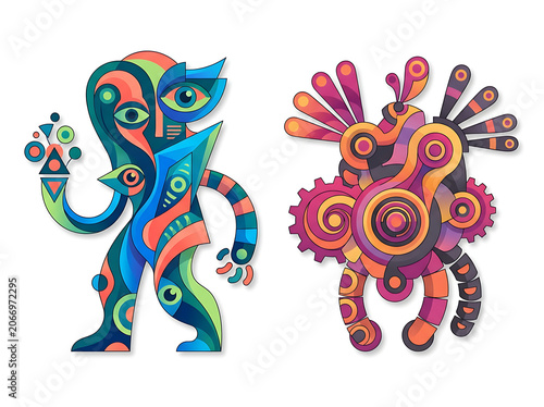 Colorful cartoon octopus and squid characters dancing.