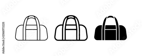 Bild auf Leinwand Duffel Bag Icons, Gym Bag Vector Set, Sports Travel Luggage Graphics