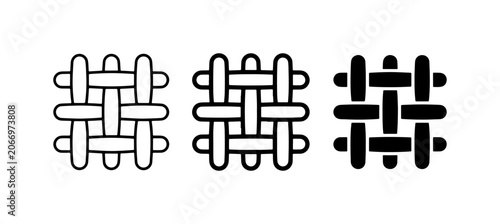 Woven Texture Icons, Textile Pattern Symbols, Fabric Weave Graphics