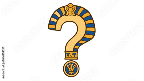 Schilderij op canvas Cartoon ancient Egyptian question mark symbol illustration