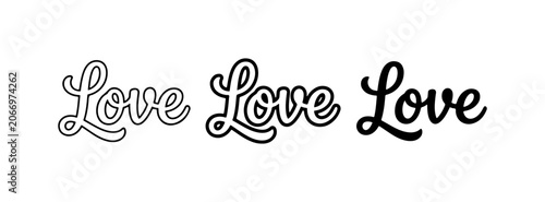 Bild auf Leinwand Love Word Art, Romantic Script Text, Valentine's Day Design Elements, Heartfelt