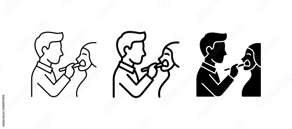 Fototapeta premium Dental Examination Icons, Dentist Checkup, Medical Oral Care, Vector Set