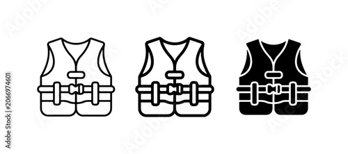 Obraz na plátně Life Vest Icons, Safety Buoyancy Aid Set, Water Sport Protection Gear
