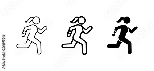 Running Woman Icons: Silhouette, Outline, and Line Art for Fitness and Sport Graphics