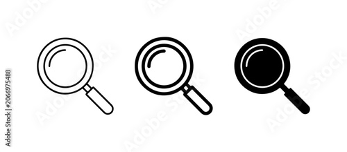 Magnifying Glass Icons, Search Symbol Vector Set, Research and Discovery Tools