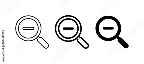Fotografie Zoom out icons, magnifying glass with minus symbol, graphic design elements, sea