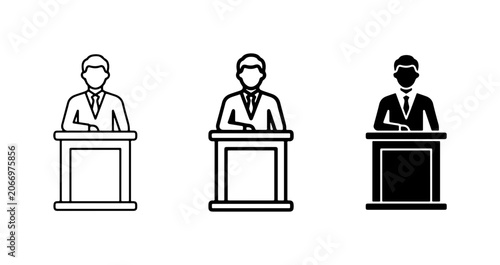 Foto Lawyer, Judge, Speaker Icons: Legal, Courtroom, Presentation Vector Graphics