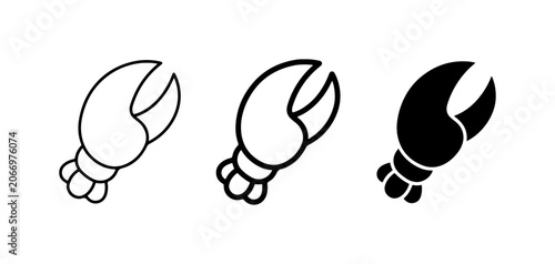 Obraz na plátně Crab Claw Icons, Lobster Pincer Vector Graphics, Seafood Symbol Set