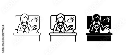 Fotografía Weather Reporter Icons, Broadcast News Presenter, Meteorology Forecast Icons, Co
