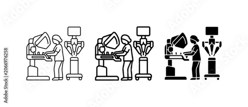 Robotic Surgery Icons, Medical Technology, Healthcare Innovation, Surgical Robot