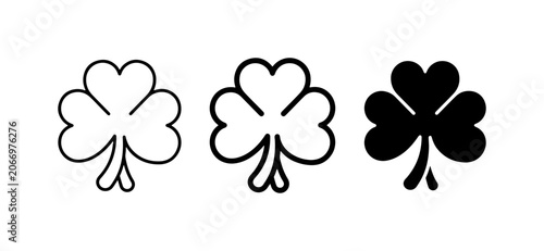 Shamrock Icons, Clover Vector Set, St. Patrick's Day Symbols, Luck Emblem