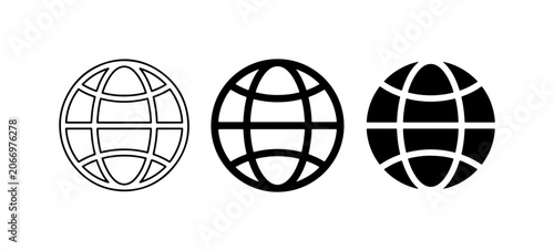Global Network Icons, World Web Symbols, Internet Connection Graphics, Digital Globe Set