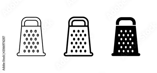 Kitchen Grater Icons, Food Preparation Tools, Vector Graphics for Cooking