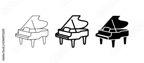 Grand Piano Icons, Musical Instrument Vector Set, Classical Music Symbols